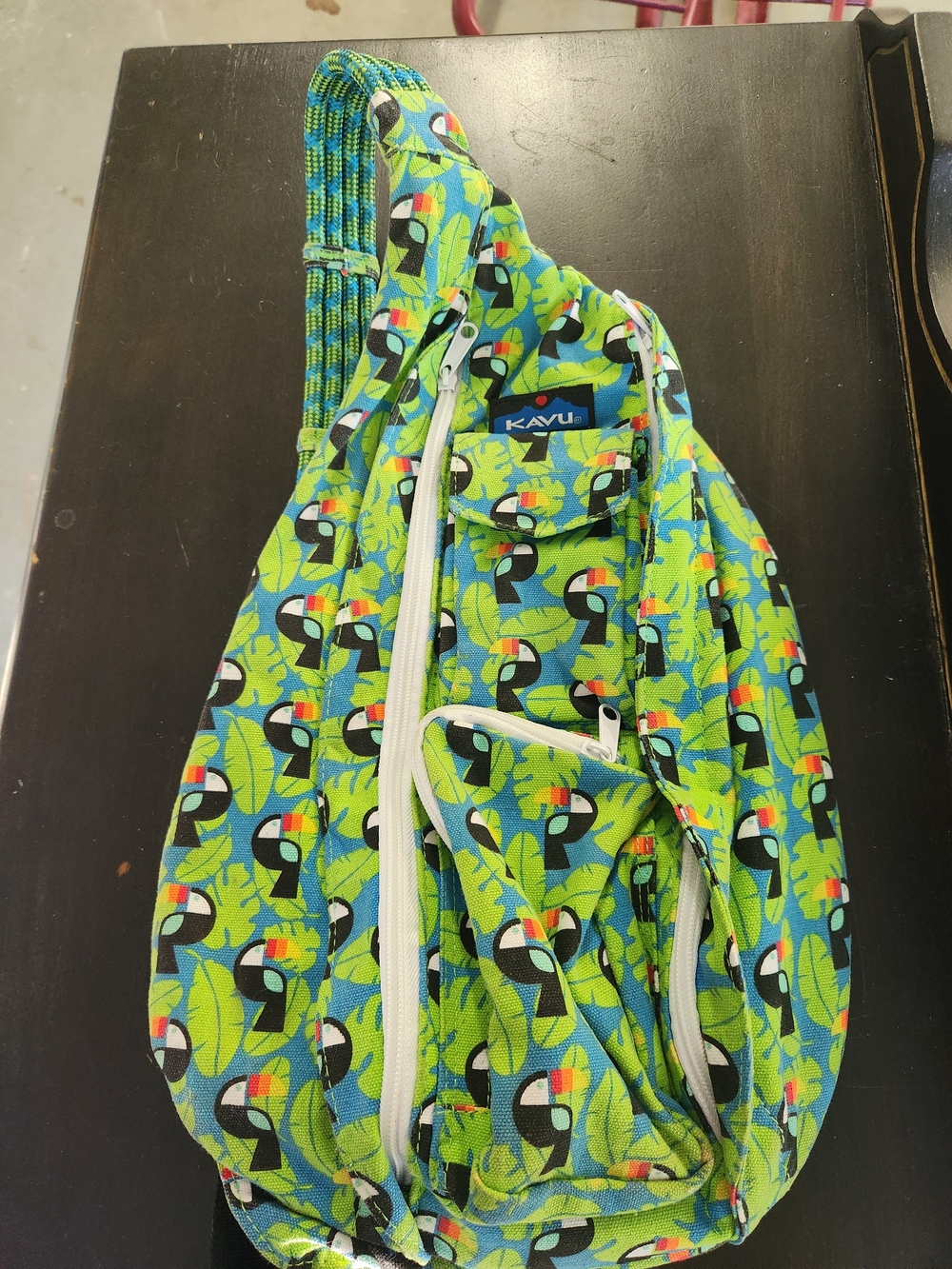 KAVU Green Toucan Sling Bag Large Size Used Once